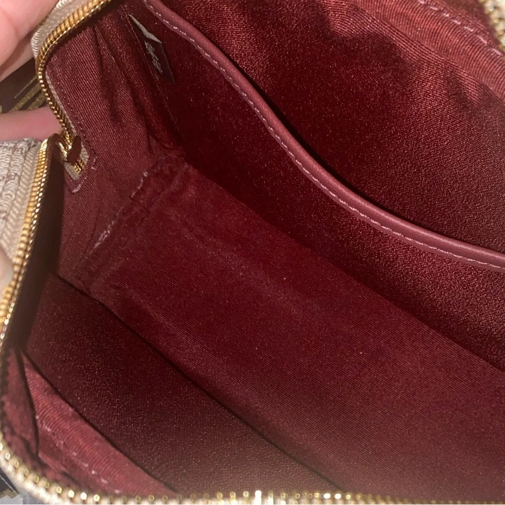 COACH DEMPSEY LARGE BOXY COSMETIC CASE N SIGNATURE JACQUARD WITH COACH PATCH